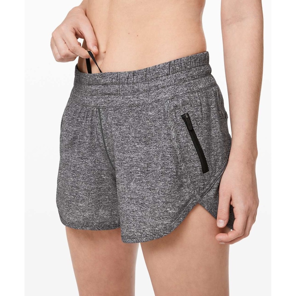 Lululemon Tracker Short V 4" Women 4 Heathered Grey Space Dye Running Shorts